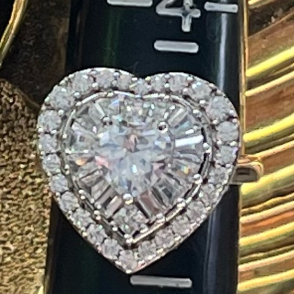 Radiance by Absolute HSN Heart-Shaped Diamond Silver Ring Size 5